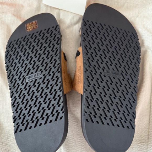 New HERMES CHYPRE WOMEN SANDALS Brown Suede Brun Fumé / Noir Leopard SIZE 37/ 7 - Picture 3 of 7